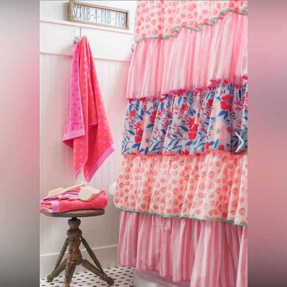 Matilda Jane Squeaky Clean Shower Curtain, Boho Layered Ruffles, Spring 2018 GUC - Picture 1 of 7